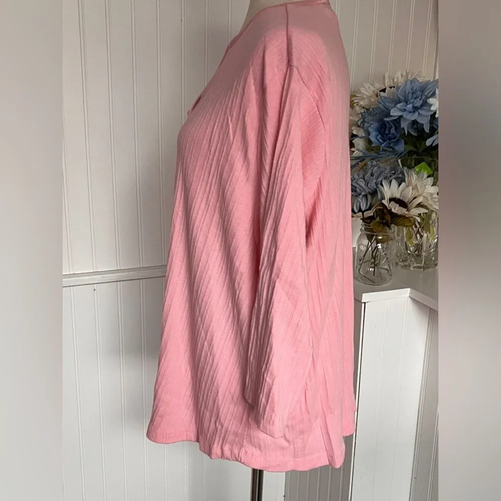 Stunning Pink 3/4 Sleeves Pullover Top - Image 3