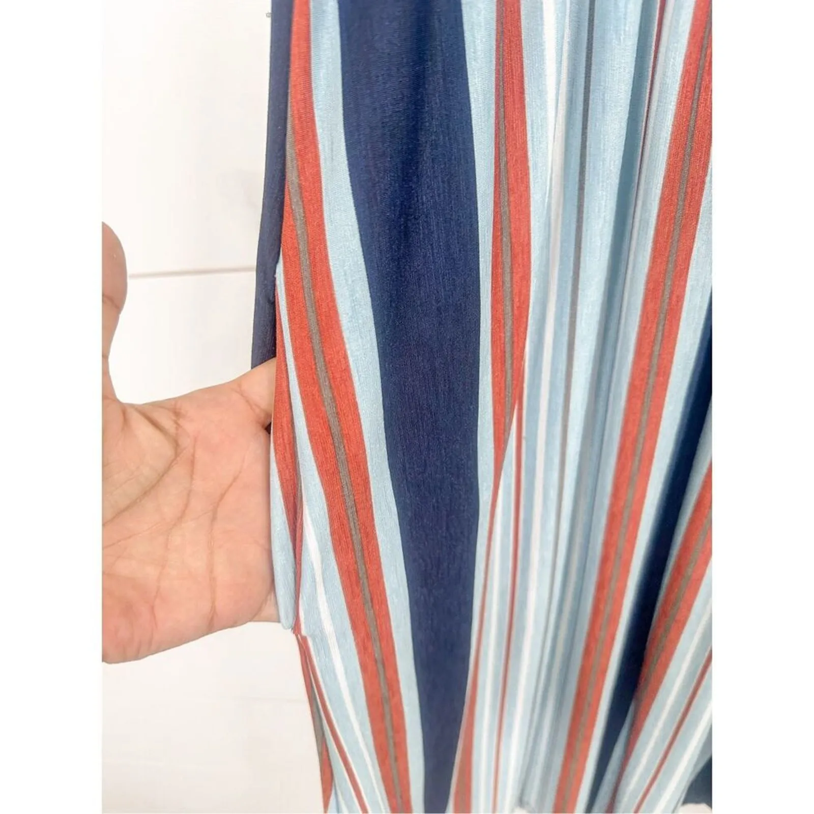 New Eloges Women's Sleeveless Striped Knit Pullover Tank Dress Multicolor Small Blue - Image 8