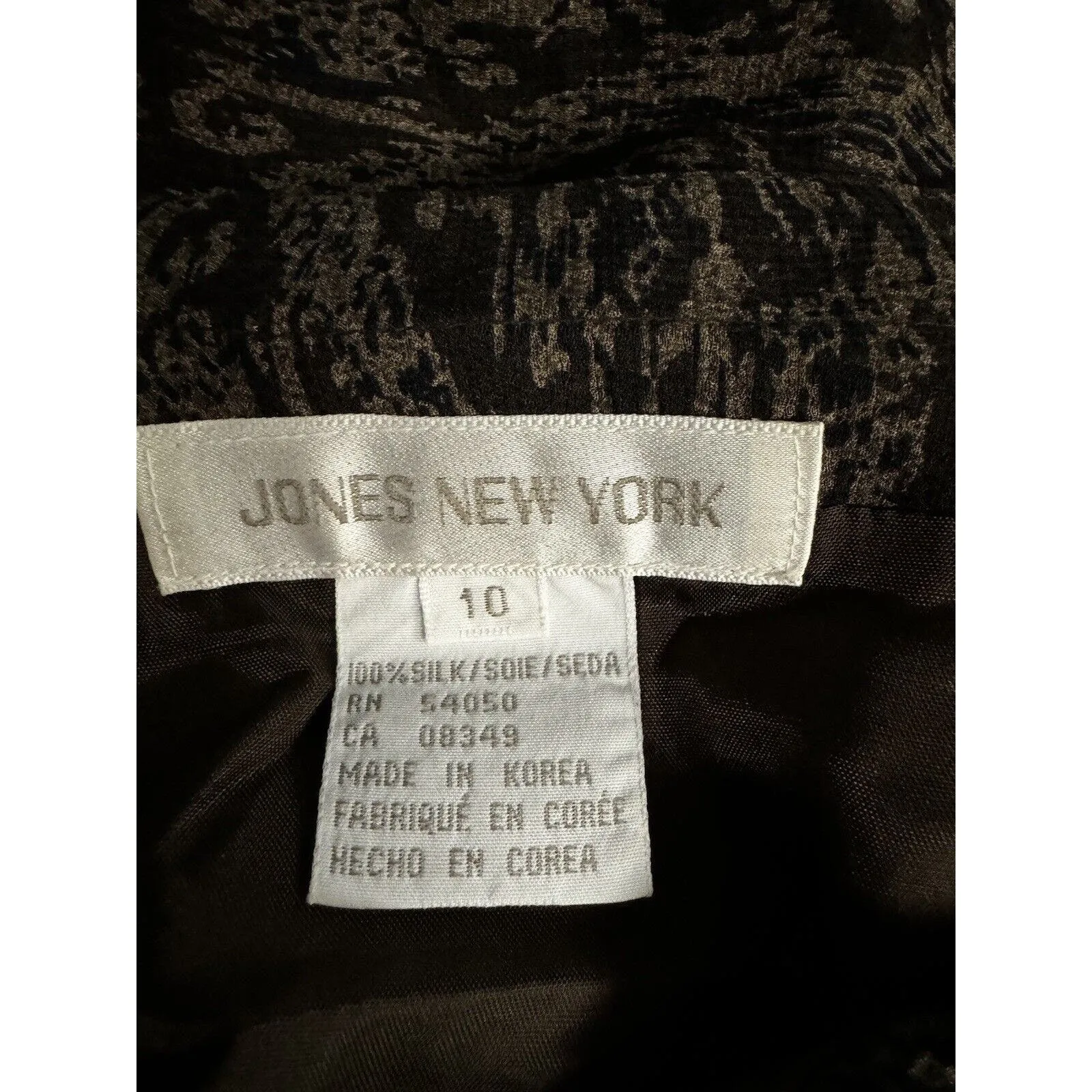 Vintage Jones New York Brown Print 100% Silk‎ Wrap Pencil Skirt Size 10 - Image 6