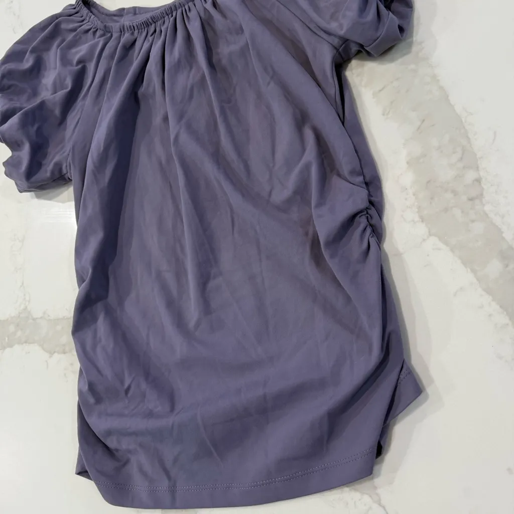 Anthropologie NWT Ruched Puff Cap Short Sleeve Top Women’s XS Lavender Purple - Image 5