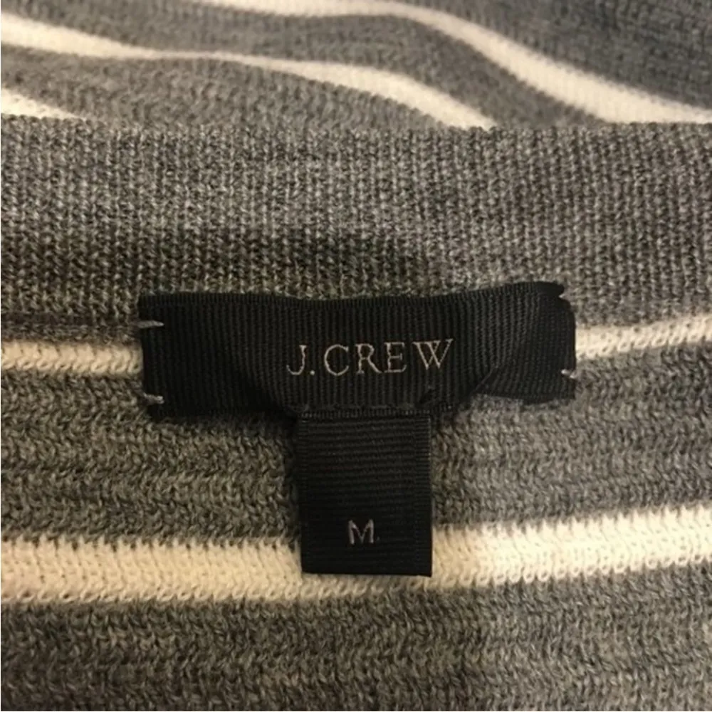 Lot of 2 J CREW Sweaters Blue Zip Turtleneck, Gray Striped Elbow Patches Medium - Image 13