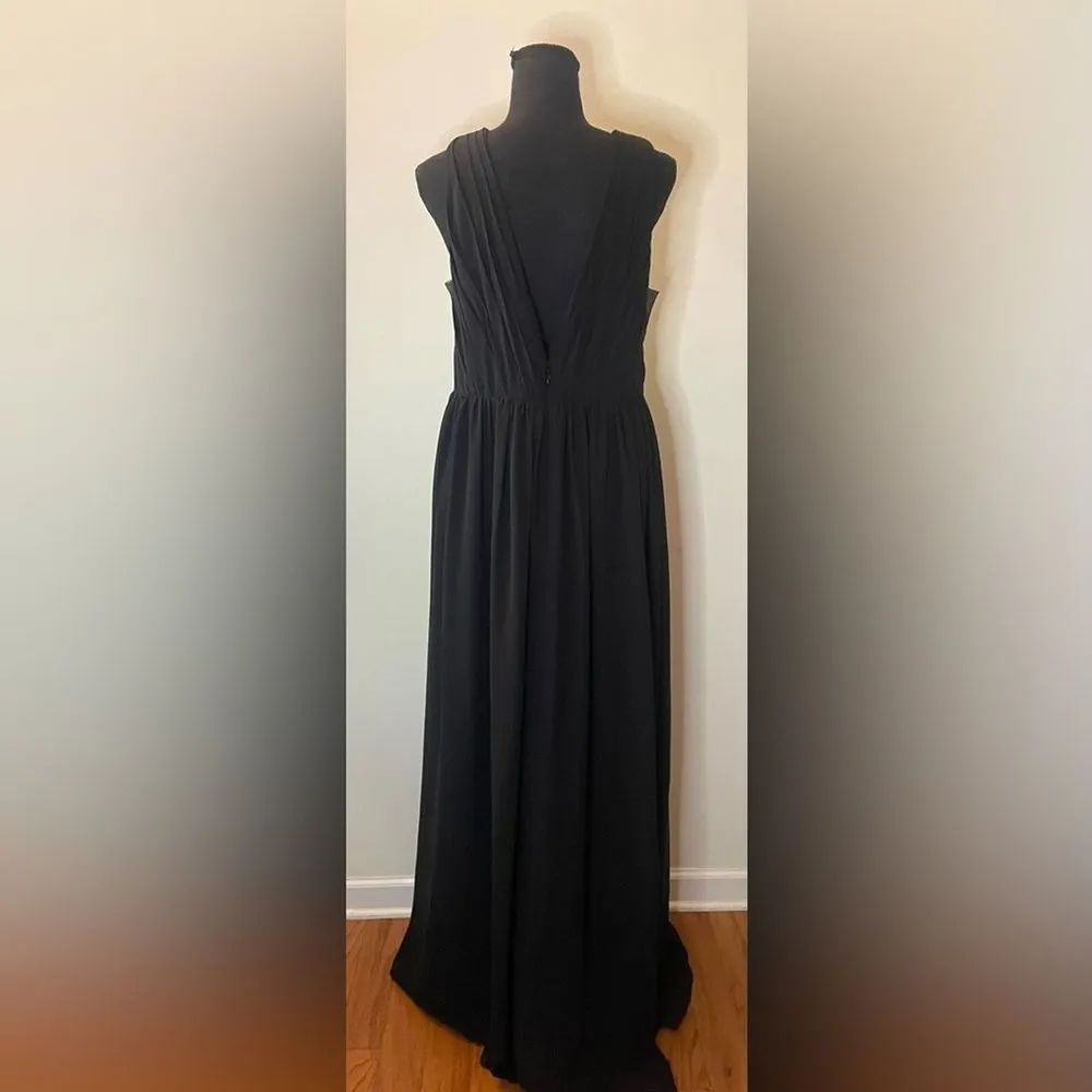 Azazie- Black Maxi dress V-neck back and open V-neck front Size A10 - Image 4