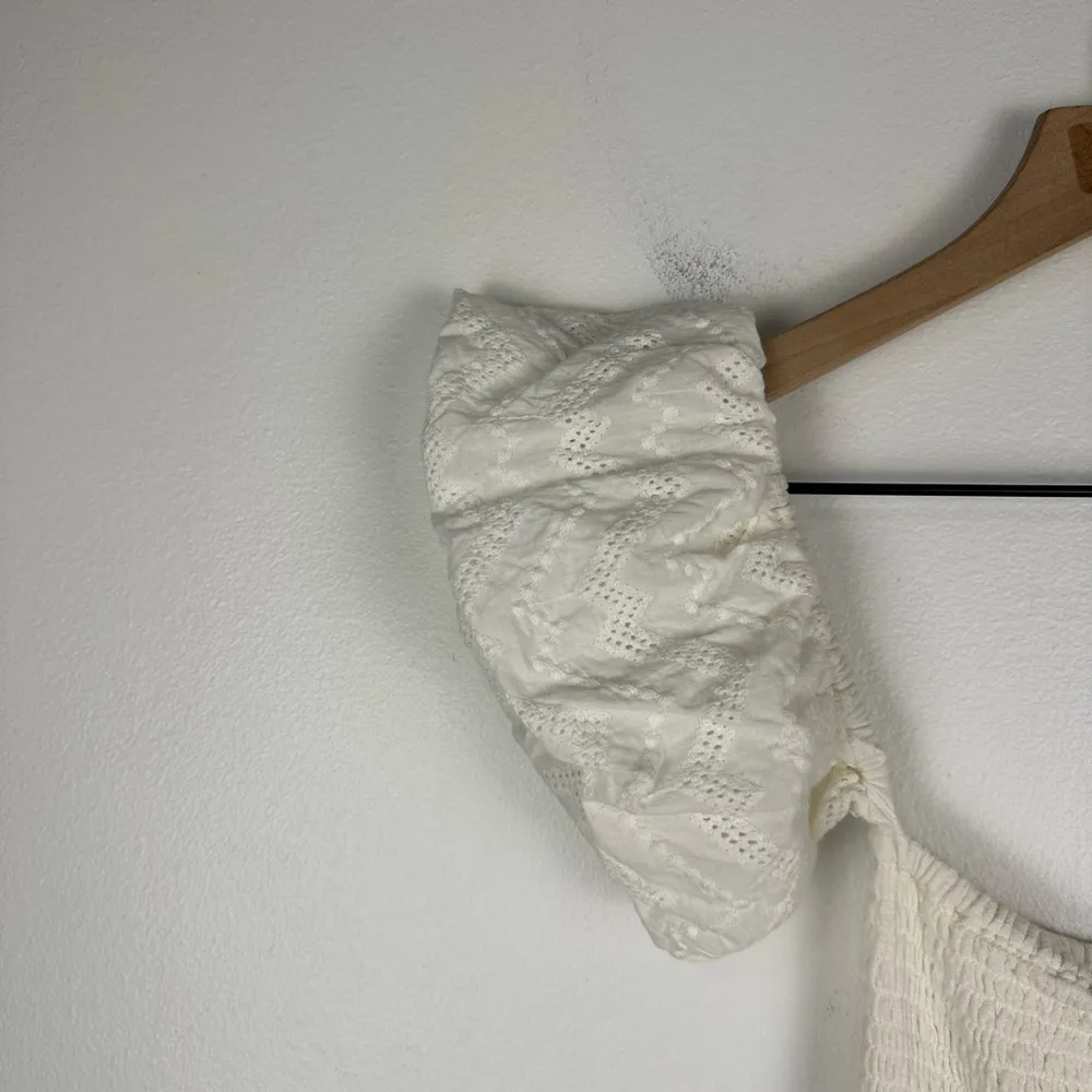 Anthropologie Steele Off Shoulder Sweetheart Smocked Wide Leg Lena Jumpsuit Sz S - Image 4