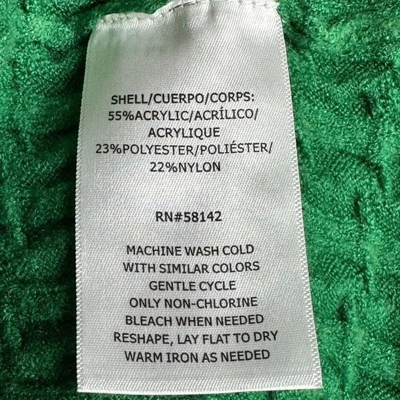 DONNA MORGAN Cable Knit Midi Sweater Dress Green Dolman Sleeve Lagenlook Classic - Image 7