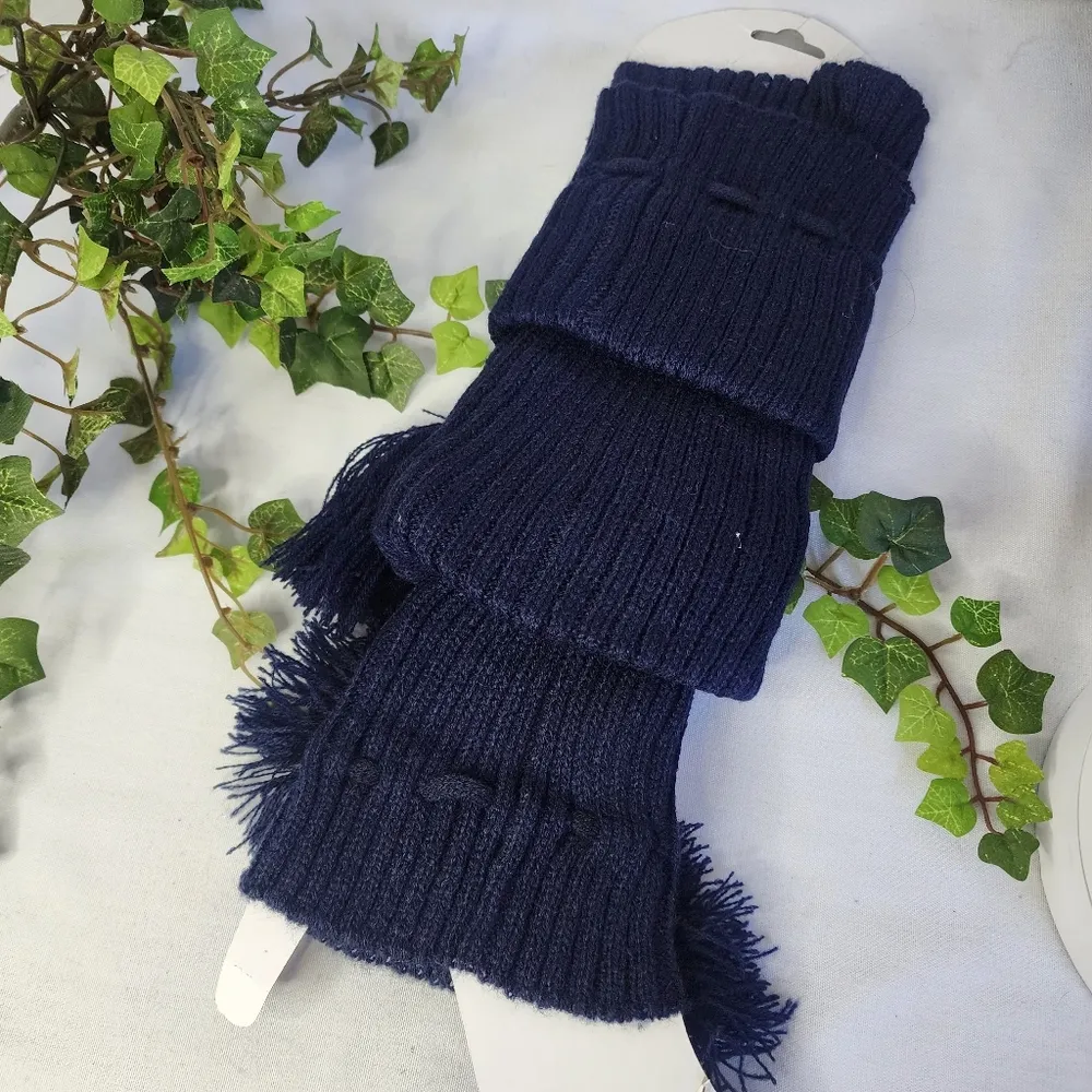 Navy Blue with Tassels Sweater Leg Warmers Boot Socks - Image 5