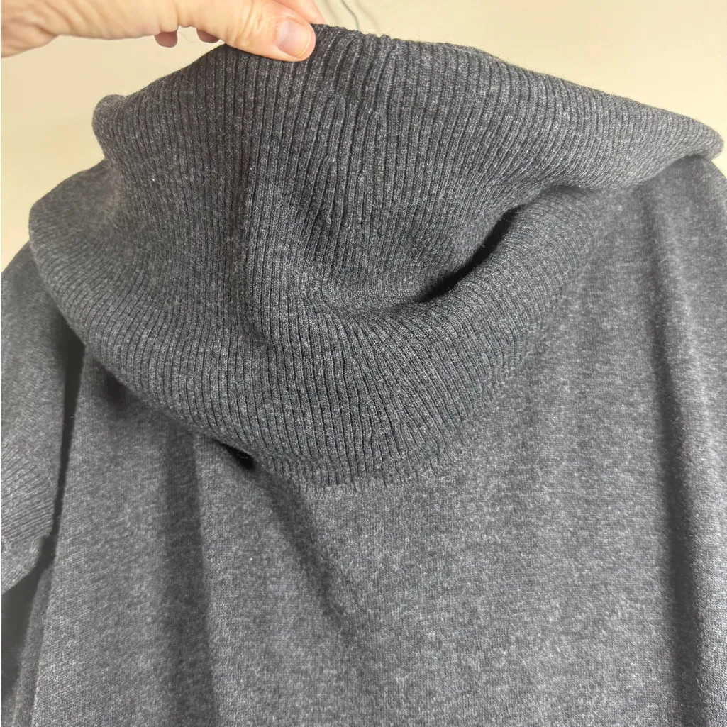 BANANA REPUBLIC CASHMERE BLEND GRAY BATWING RIBBED COWL NECK SWEATER DRESS M - Image 7