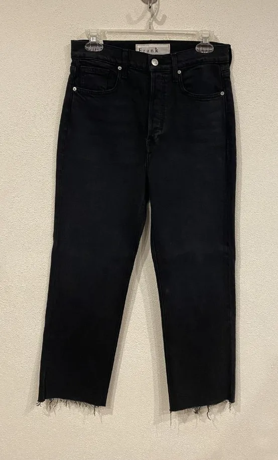 Frank & Eileen Monaghan Jeans Womens 29 Black Raw Hem Cropped Straight Ankle - Image 1