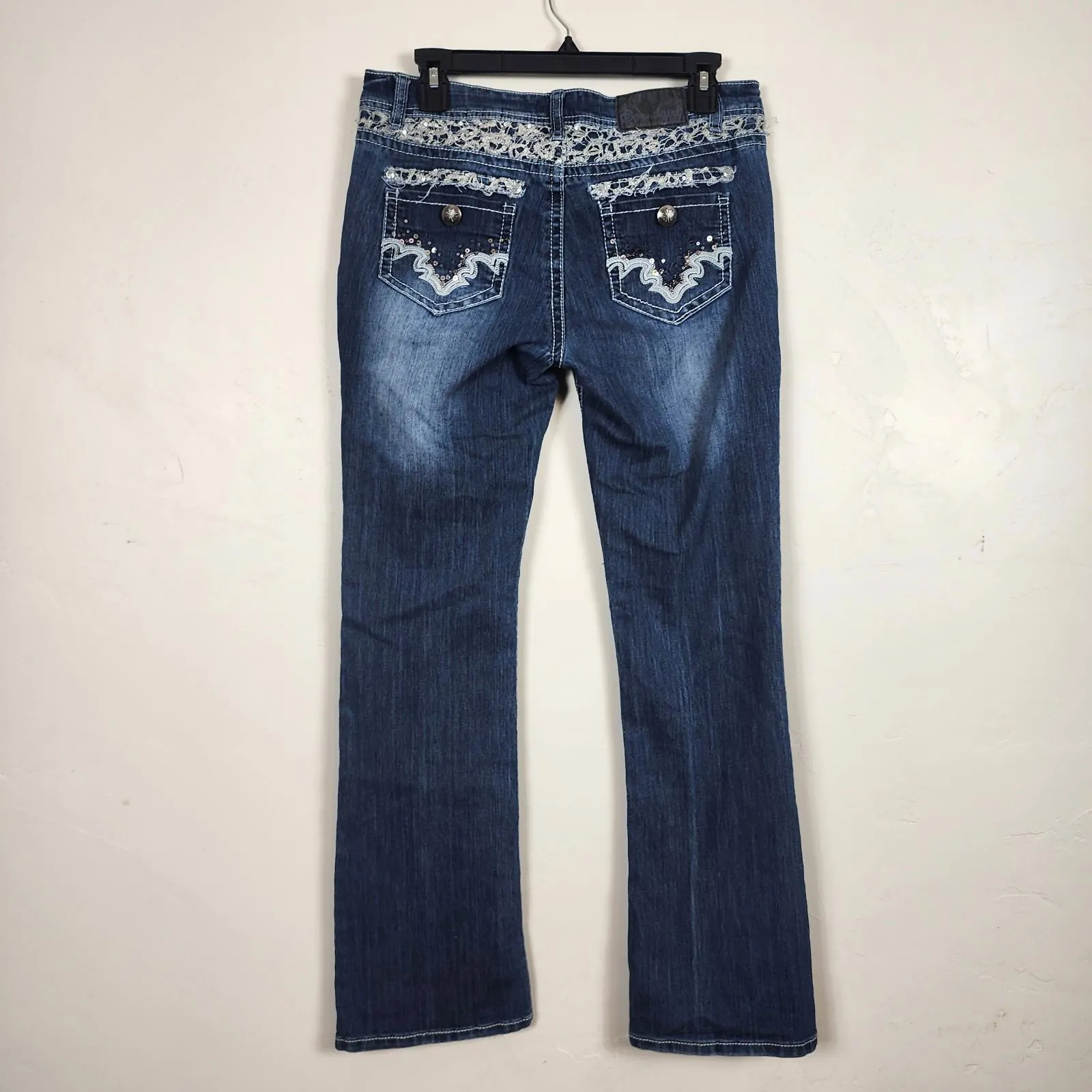 Soundgirl Women's Size 11 Flare Bootcut Jeans Rhinestone Retro Y2K Denim - Image 2