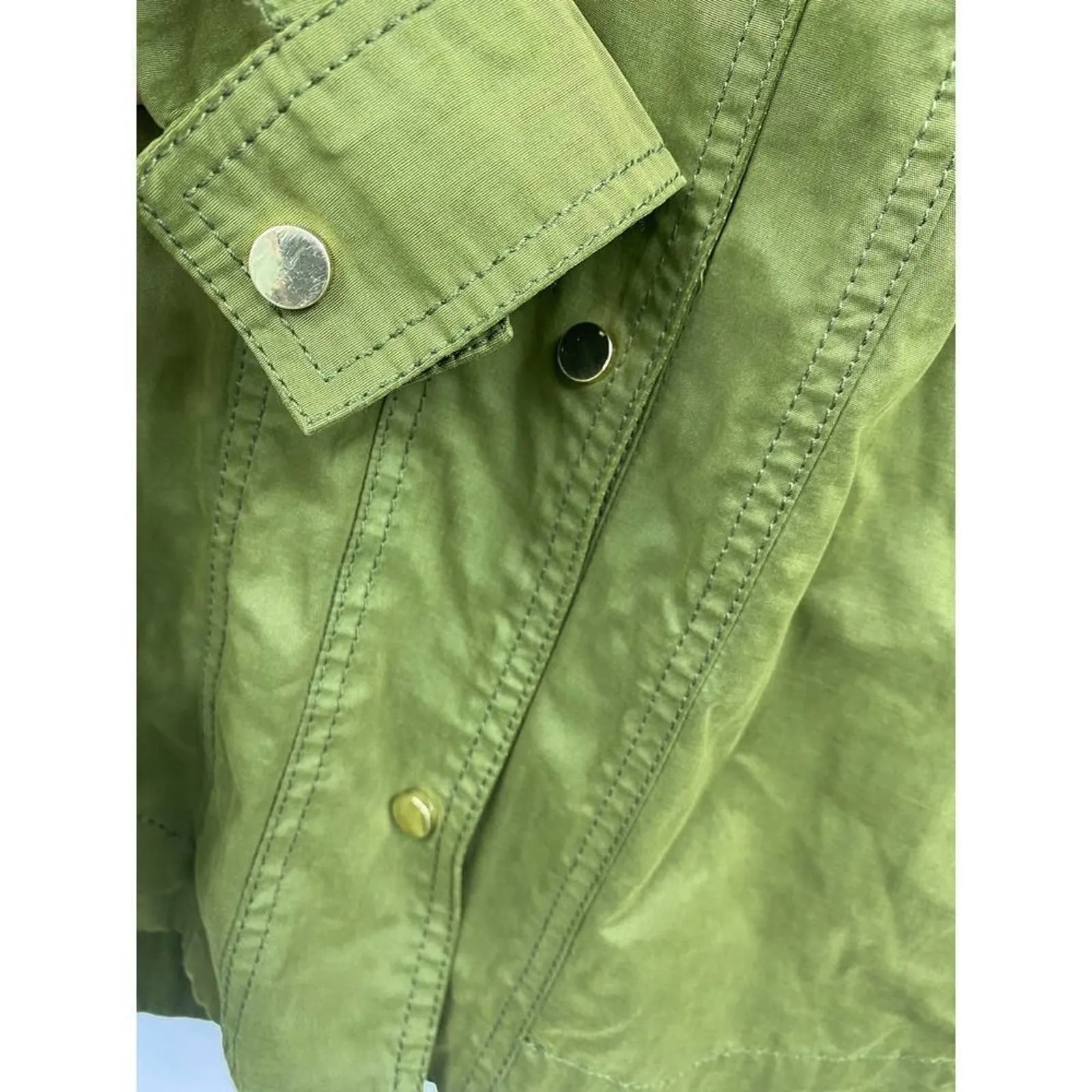 Zara Basic Army Military‎ Style Utility Jacket Full Zip Green Size Small - Image 5