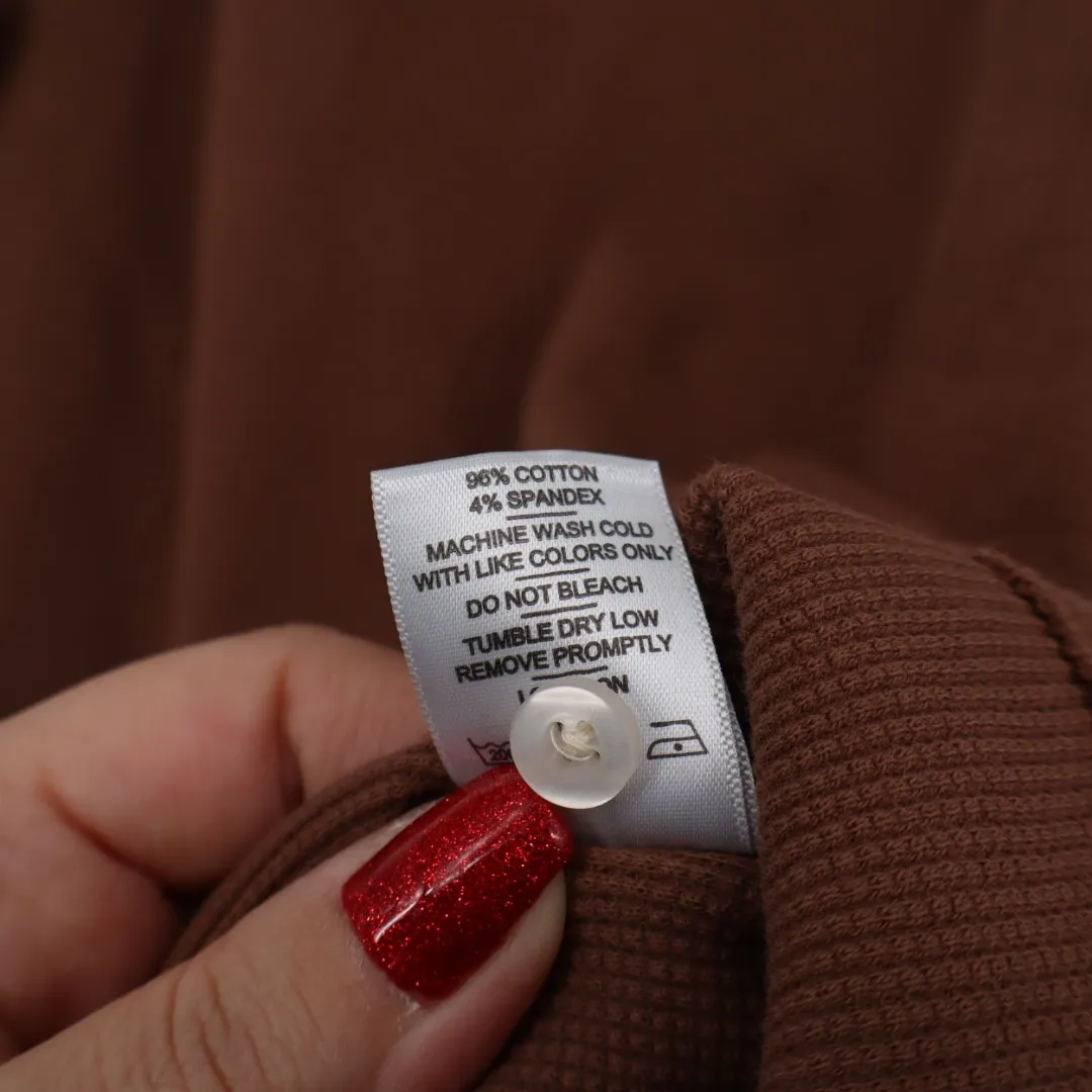 American Giant Women's Thermal Henley Soft Slit Size L Made In USA Brown Size L - Image 4