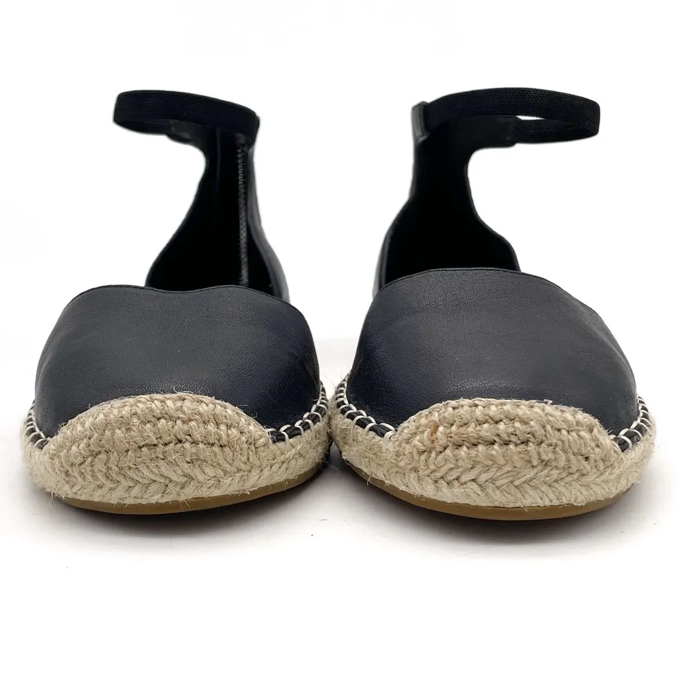 Eileen Fisher Lala Leather Espadrille Flats Black Size 8 Ankle Strap Sandals - Image 8