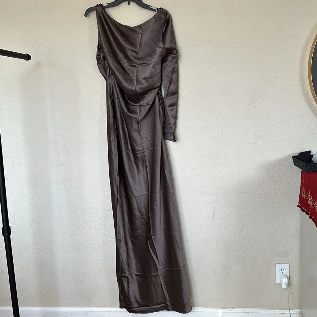 House of CB ‘CATIANA’ SMOKE ONE‎ SLEEVE MAXI DRESS- L NWOT $285 - Image 6
