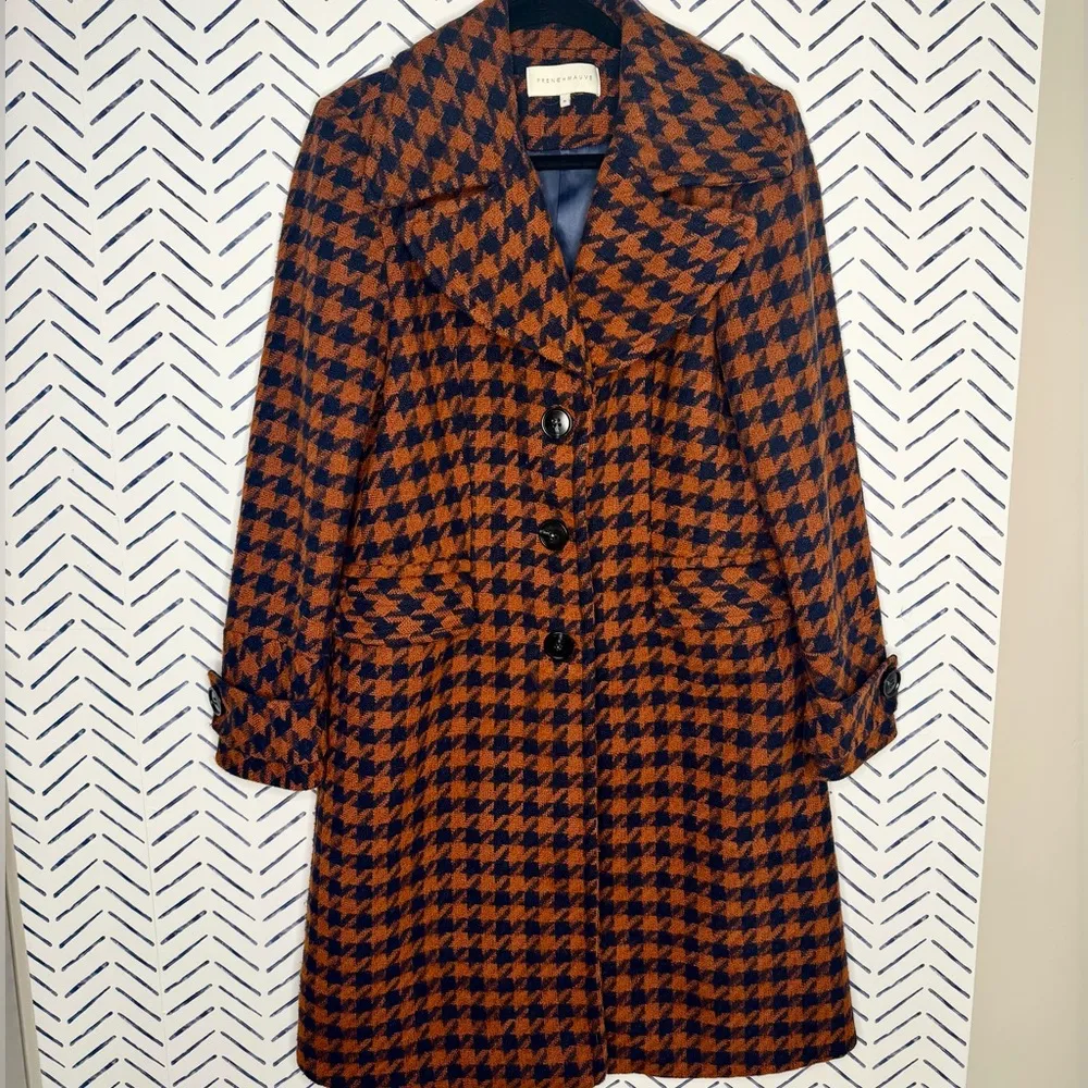 FRENCHMAUVE Gaia Coat Houndstooth topcoat boho flair Size Small fits like medium - Image 8