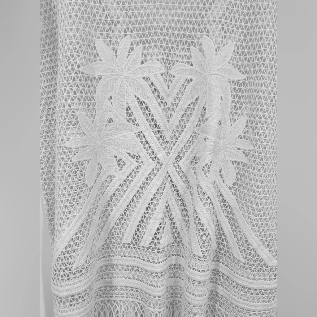 Seafolly Miami Summer Kaftan Crochet Swim Cover-Up Fringe Fray White One Size - Image 12