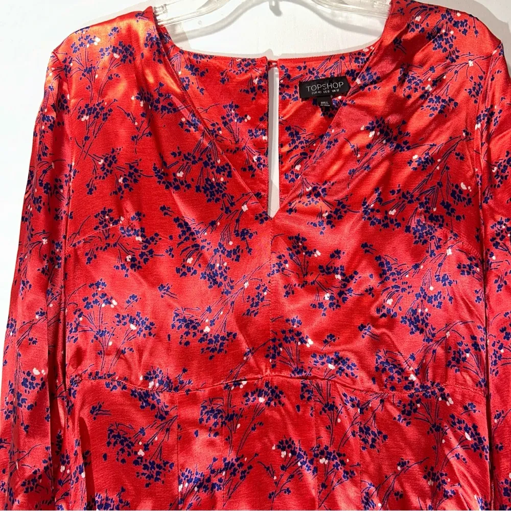 Top shop Women’s Red Moroccan Satin Dress Size 8 - Image 6