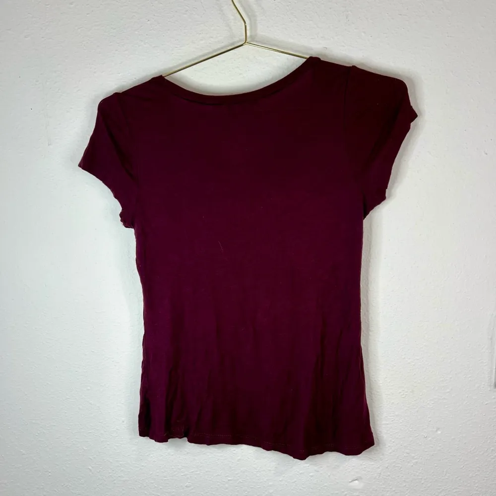 Splash Burgundy Short Sleeve Shirt Pocket Front Size Medium Rayon Minimalist - Image 6