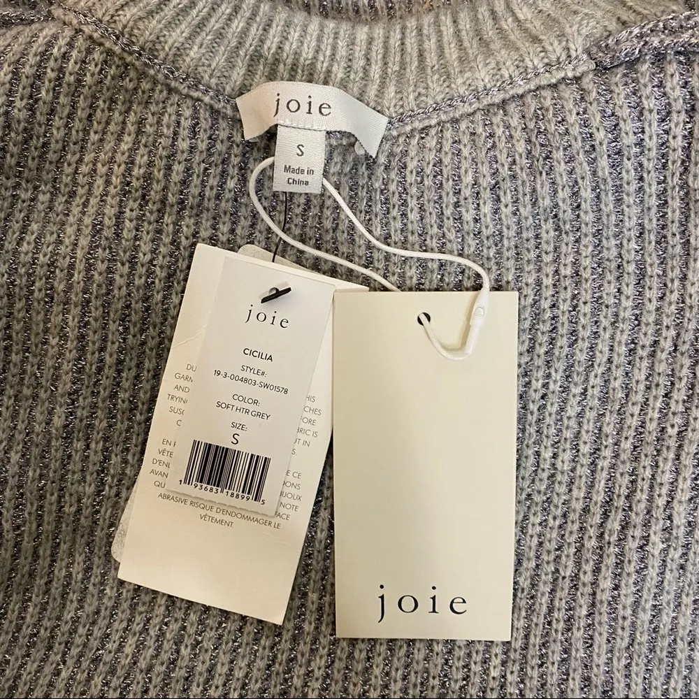Joie Cicilia Wool Blend Merallic Sweater in Soft Heather Gray Size Small NWT - Image 9