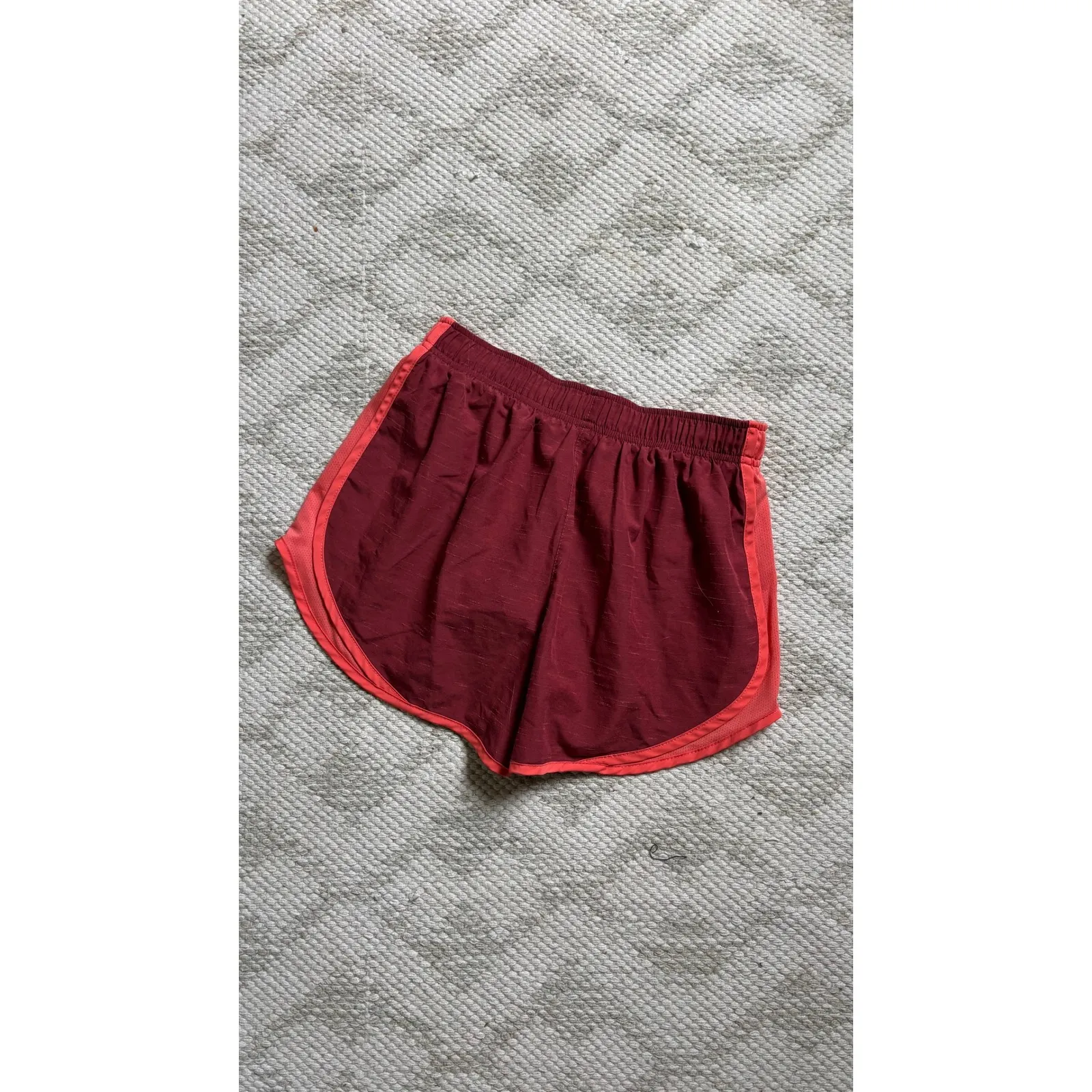 Nike Dri-FIT Running Shorts Athletic Gym Fitness Burgundy Orange Women's - Image 4