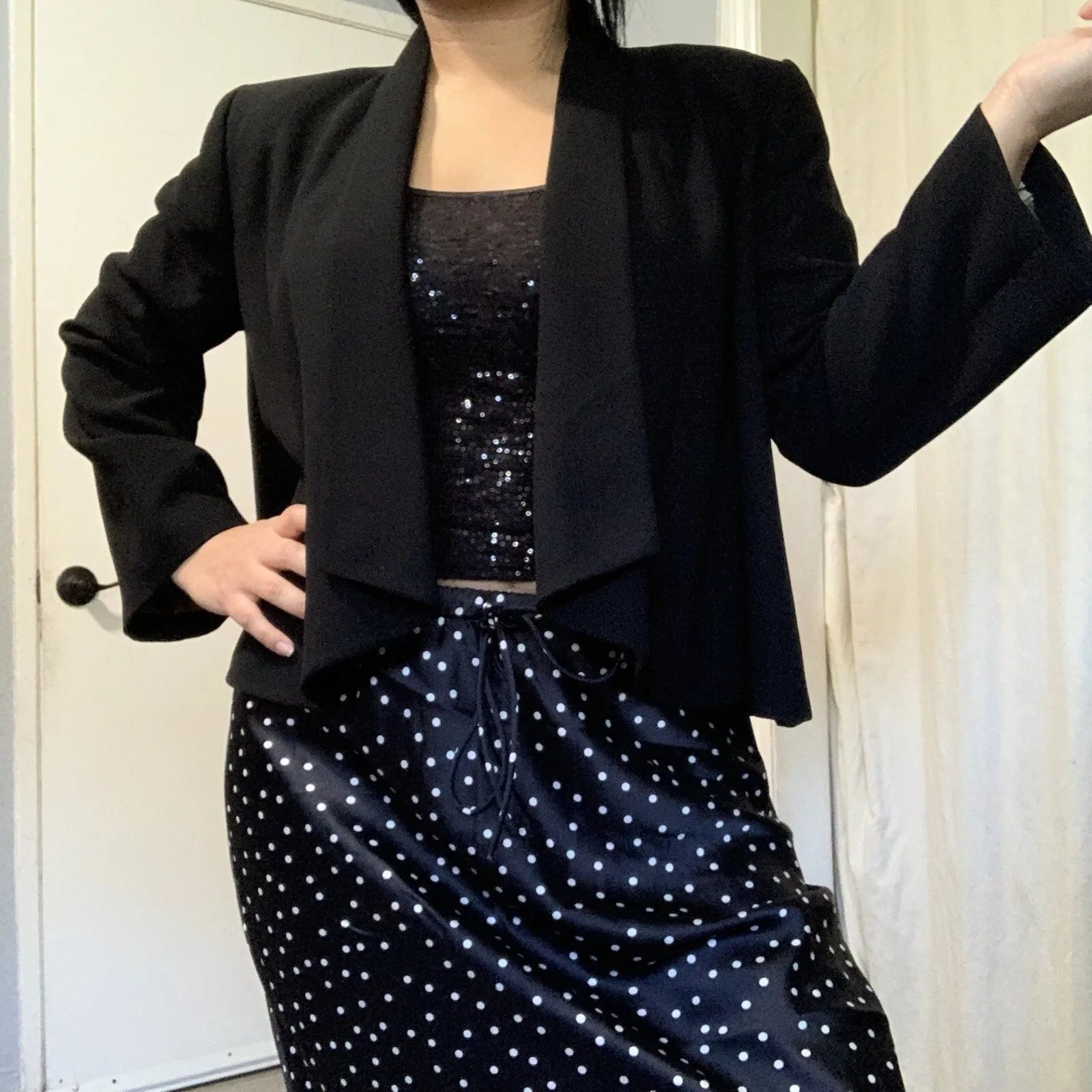 Kasper Separates Womens Black Shawl Collar Cropped Blazer Jacket Size 8 - Image 2