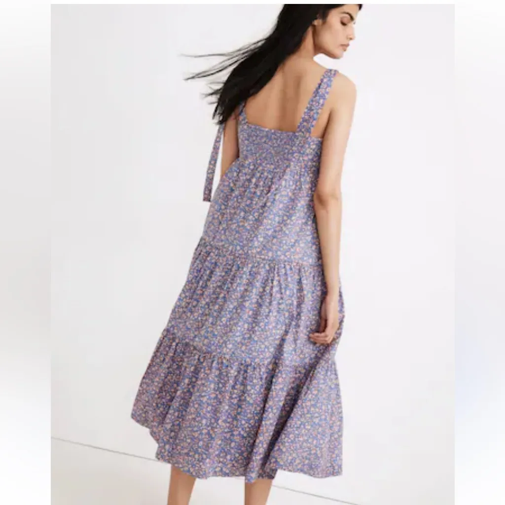 NWOT Madewell Tiered Midi Floral Summer Tie Dress - Image 4