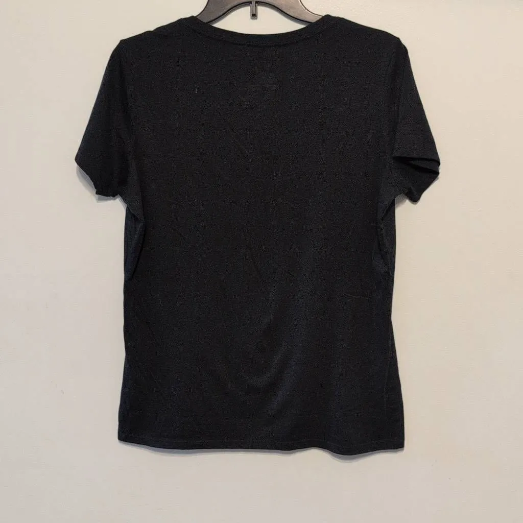 Nike V-Neck Tee Black with Neon Yellow Nike Swoosh Size XL Slim Fit - Image 4