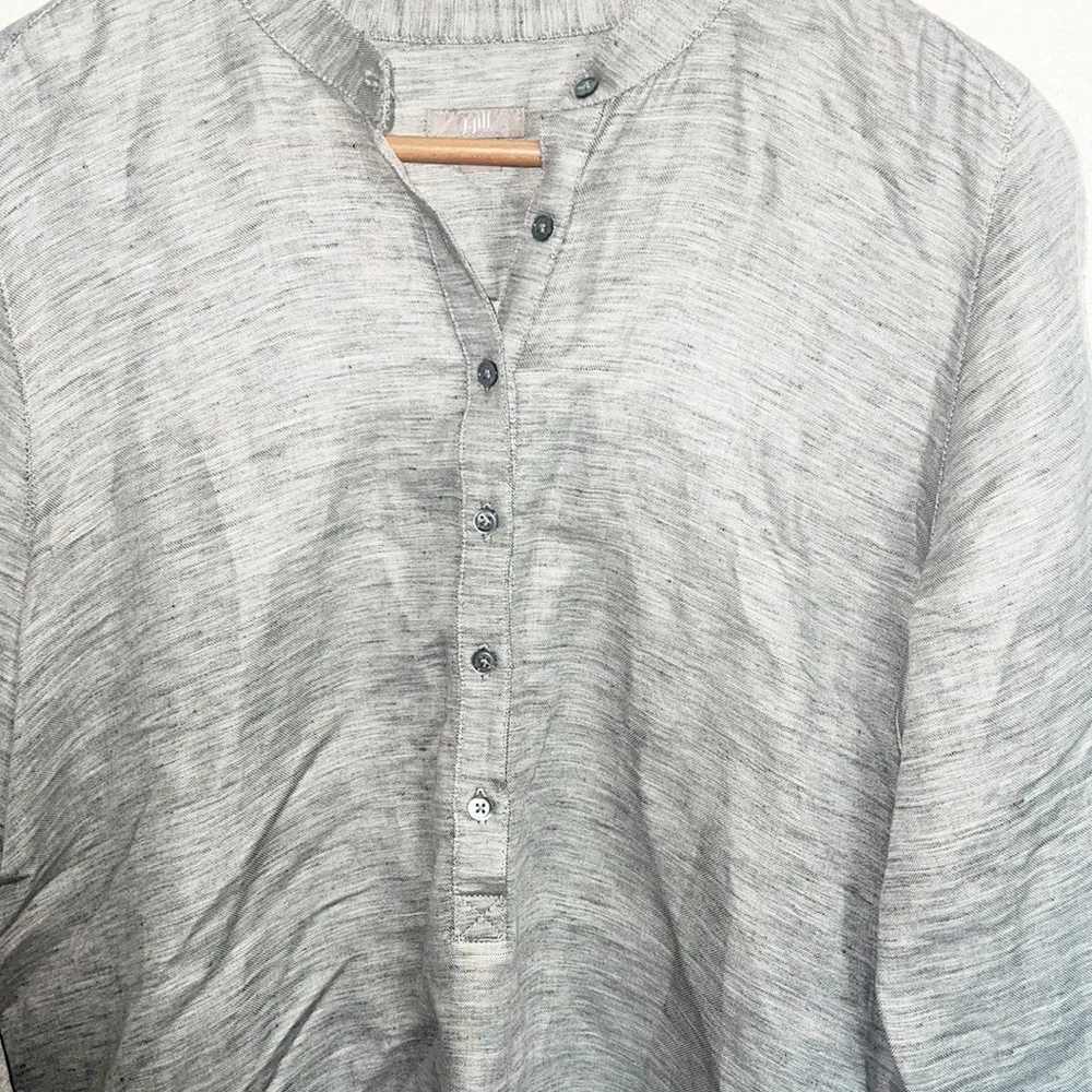 J. Jill Linen Blend Gray Half Button Long Sleeve Women’s Blouse - Image 3