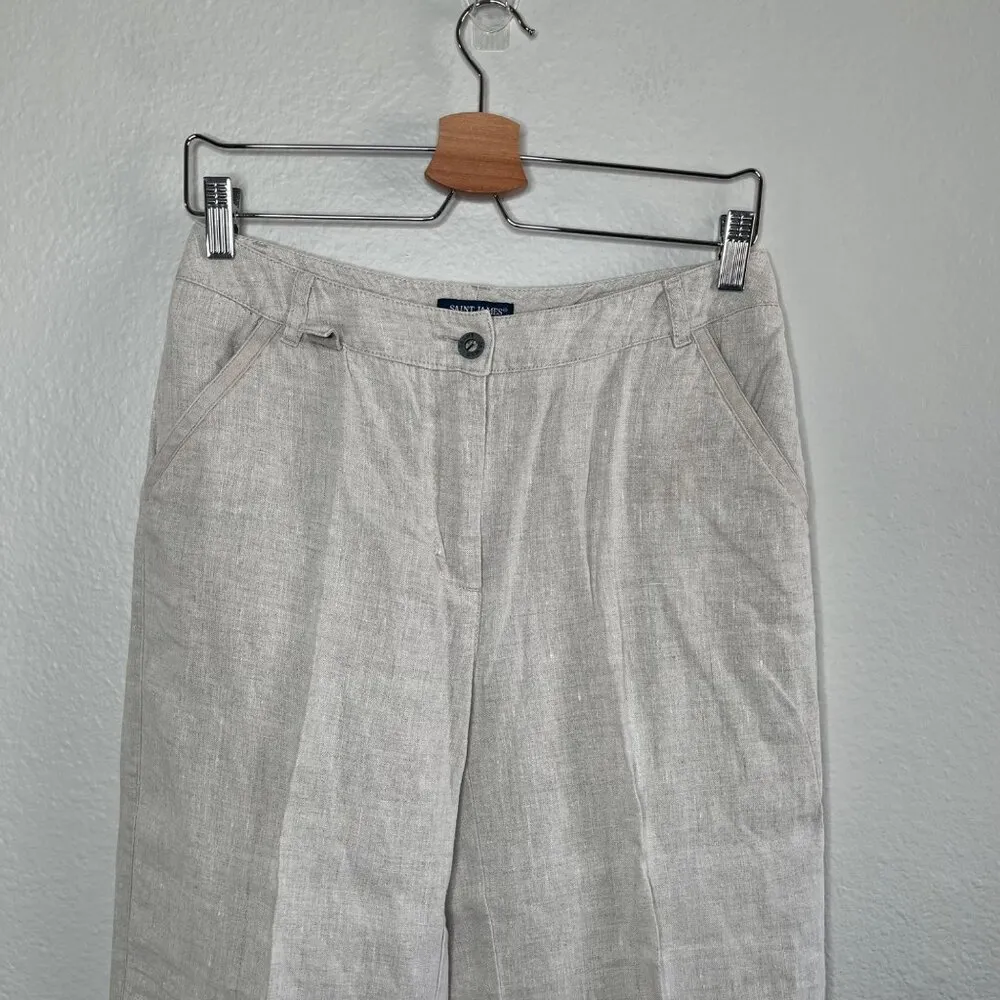 Saint James Womens Beige European Linen Crop Pants Size 8 - Image 4