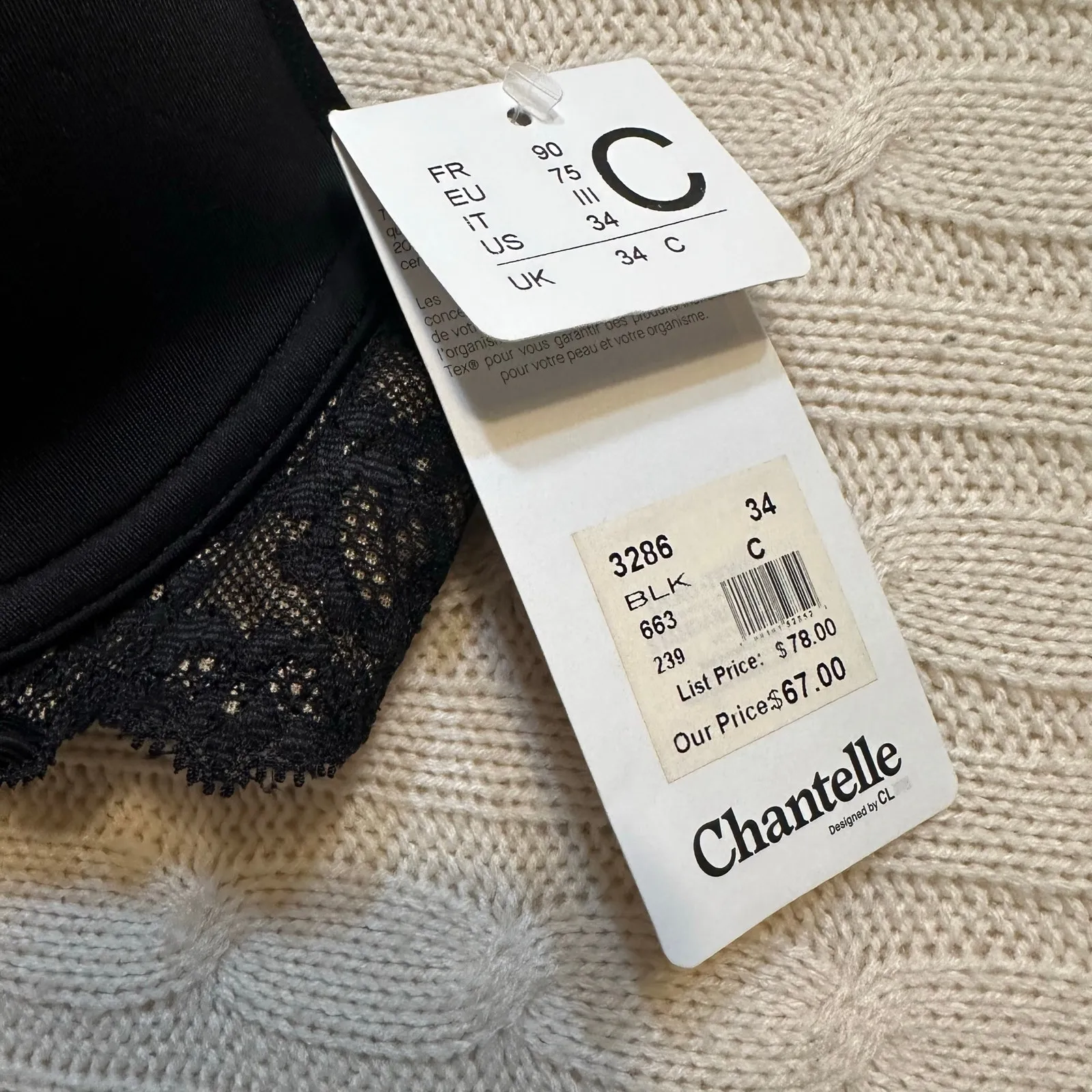 NEW Chantelle Lingerie Rive Gauche Full Coverage T-Shirt Bra sz 34C Black - Image 7