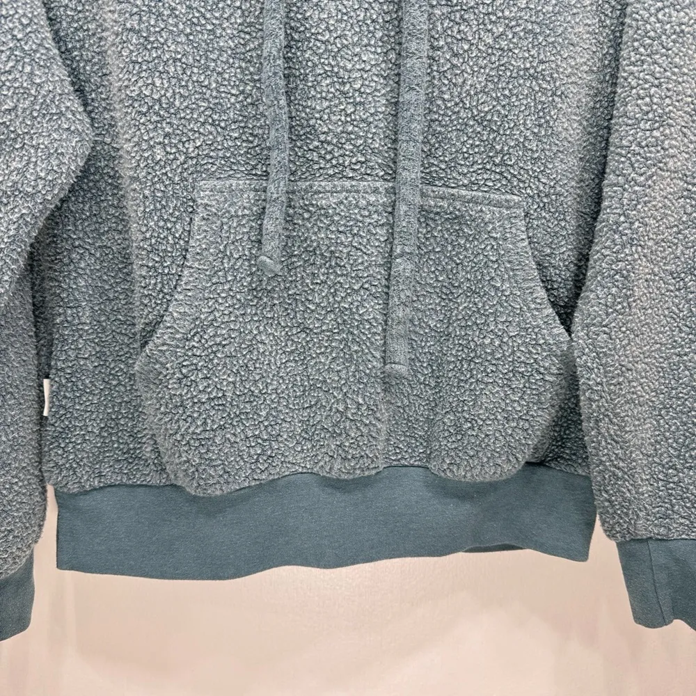 Teal Blue Reverse Fleece Organic Cloud Cotton Pullover Hoodie Size XS - Image 6