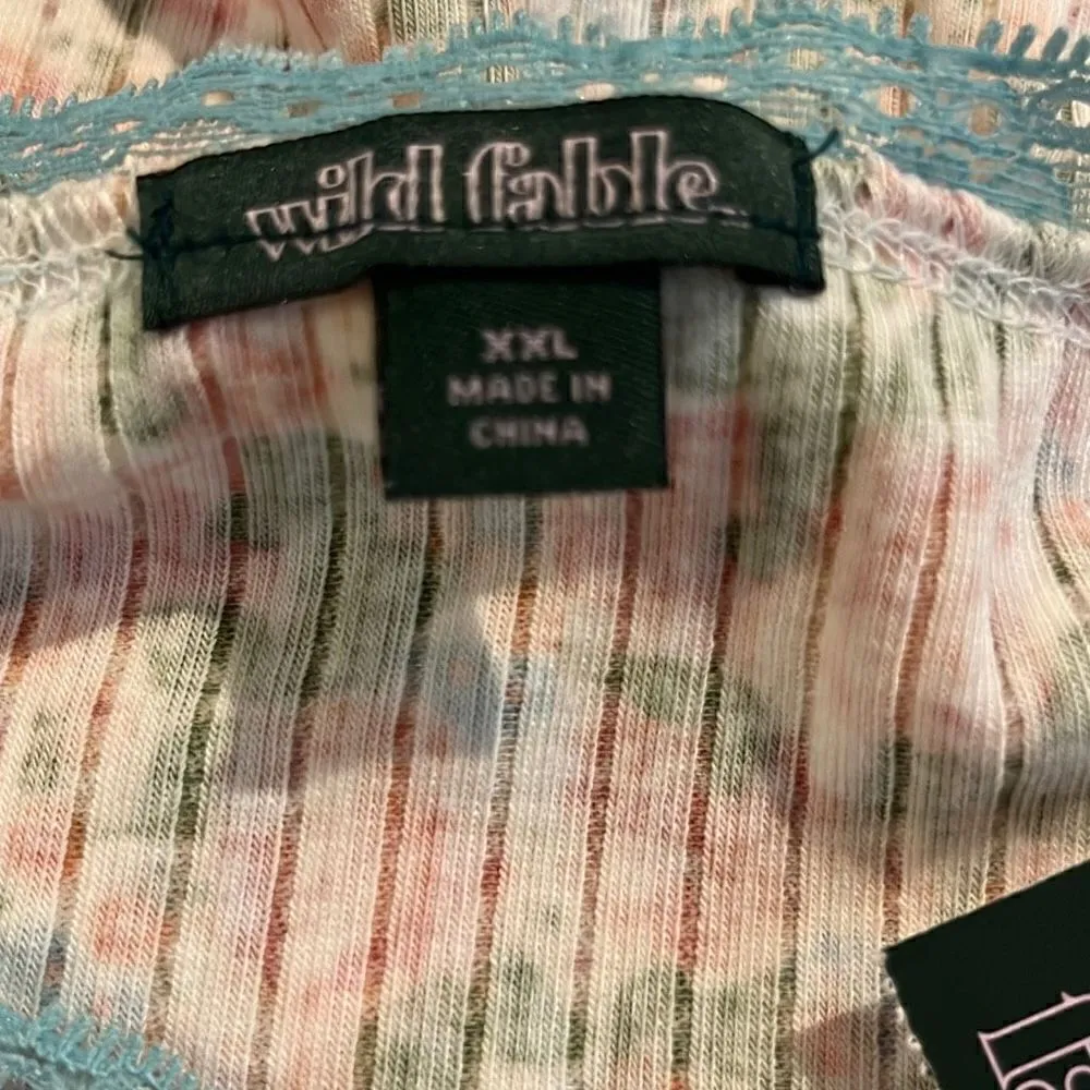 WILD FABLE Women's Lace Trim Tiny Tank Top - Floral Pink XXL- - Image 4