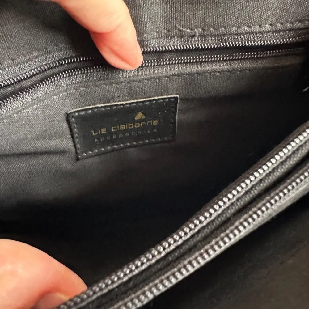 Liz Claiborne Vintage 80s Repeating Logo Coated Canvas Messenger Bag - Image 6