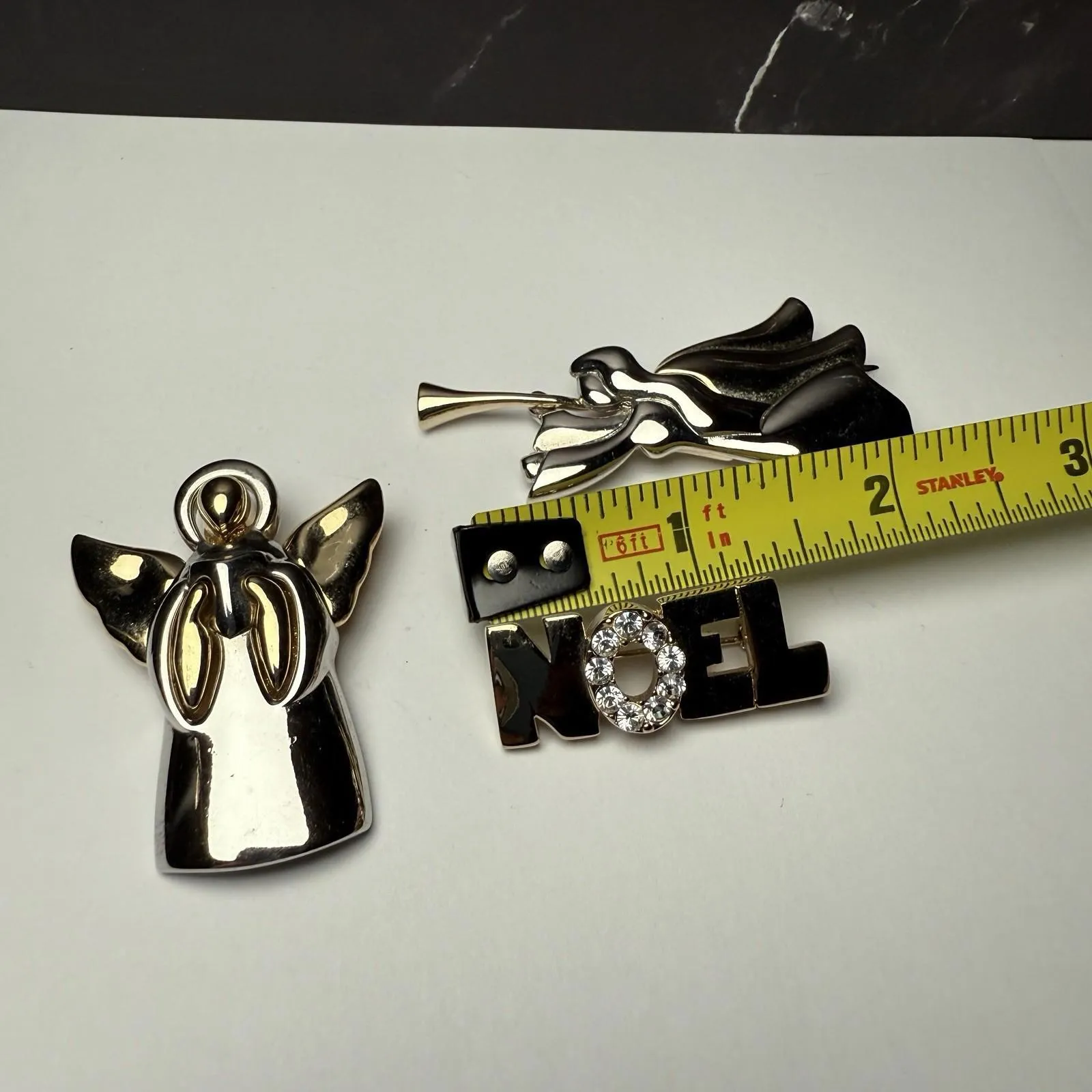 Angel / Noel Christmas Holiday Lot Of 3 Brooch Pin Angels 1 LC Gold - Image 11