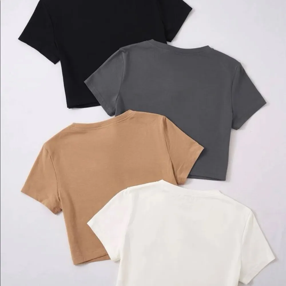 SheIn Grey solid crop tee - Image 3