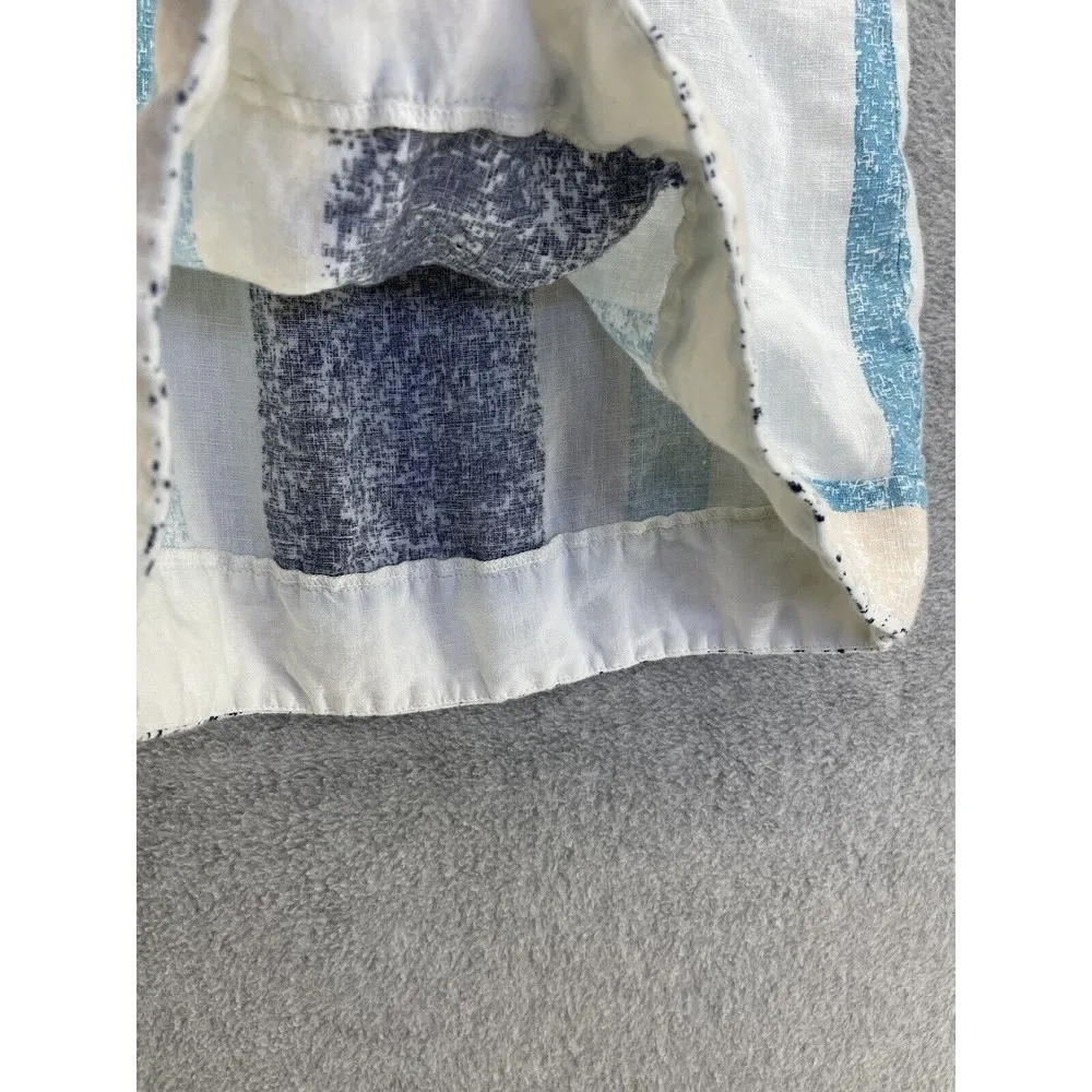 adL Women's Blouse Sleeveless Striped 100% Linen Square Neck Size XS - Image 6