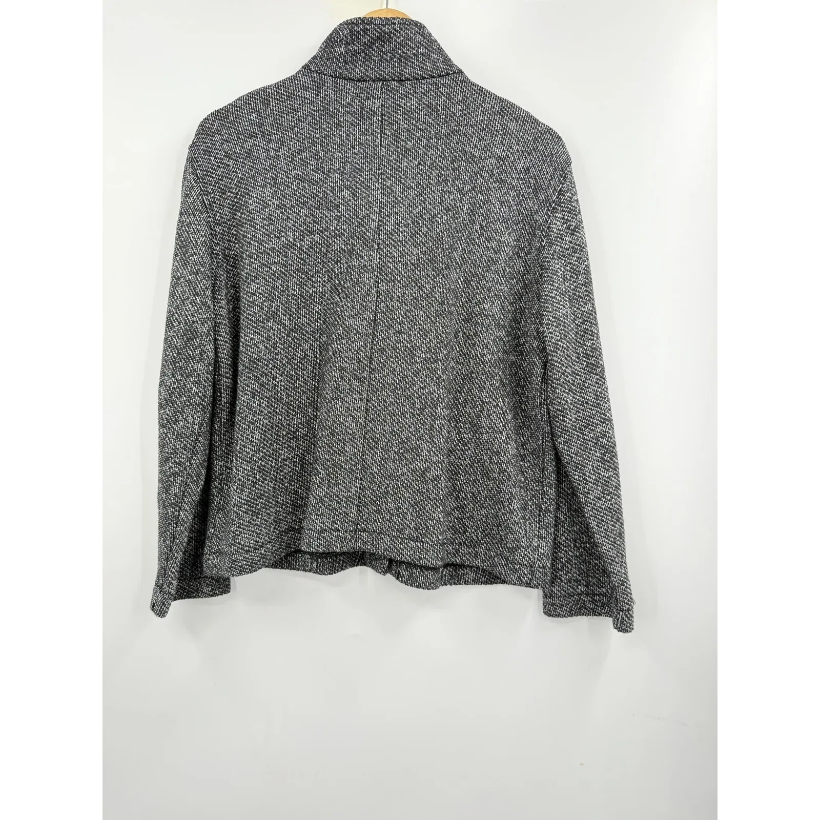 Eileen Fisher  Gray Tweed Zip Up Jacket Coat Small - Image 7