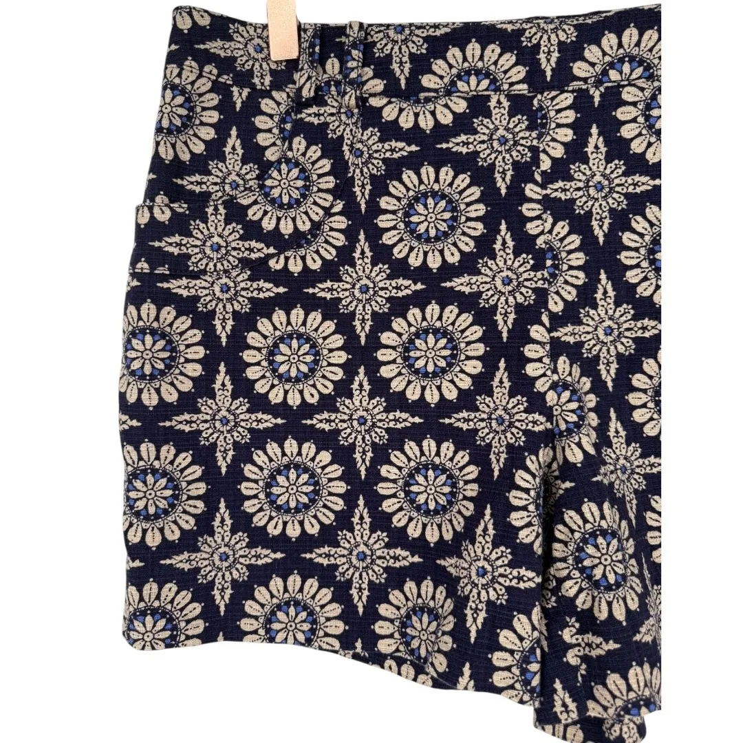 NWT Anthropologie Elevenses Floral Medallion Print Shorts Navy Size 8‎ Preppy - Image 6
