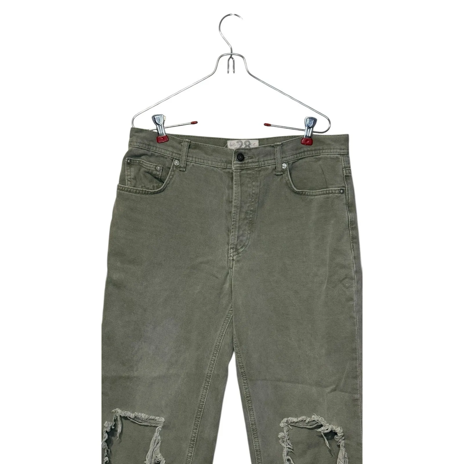 Free People Womens Jeans Y2k Maggie Button Fly Distressed Straight Frayed Hem 28 - Image 4