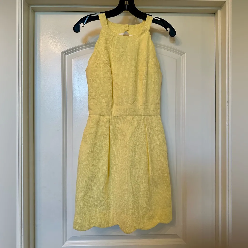 Lauren James - Landry Yellow Scalloped Seersucker Halter Dress - BRAND NEW! - Image 2
