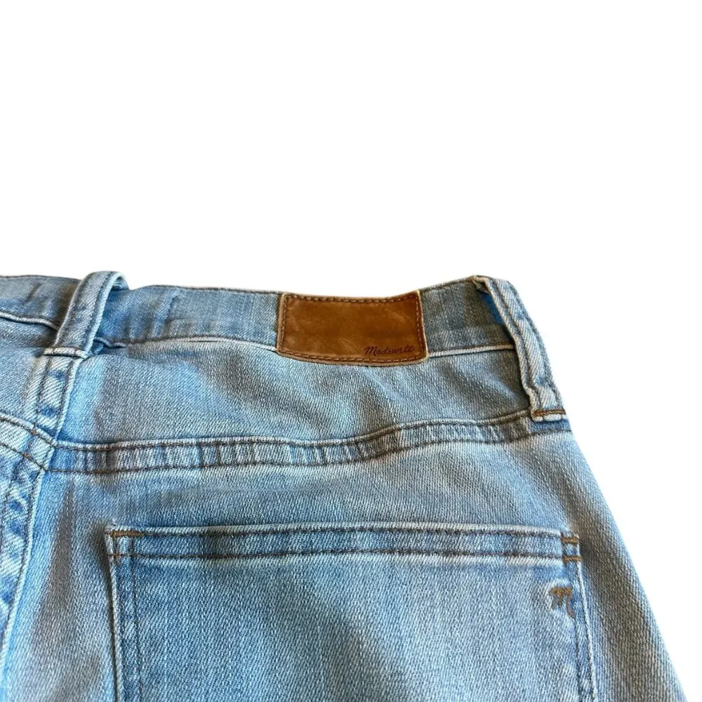 Madewell Cai Demi-Boot Cut Jeans Pants Light Wash High Low Raw Hem Size 26 Women - Image 8