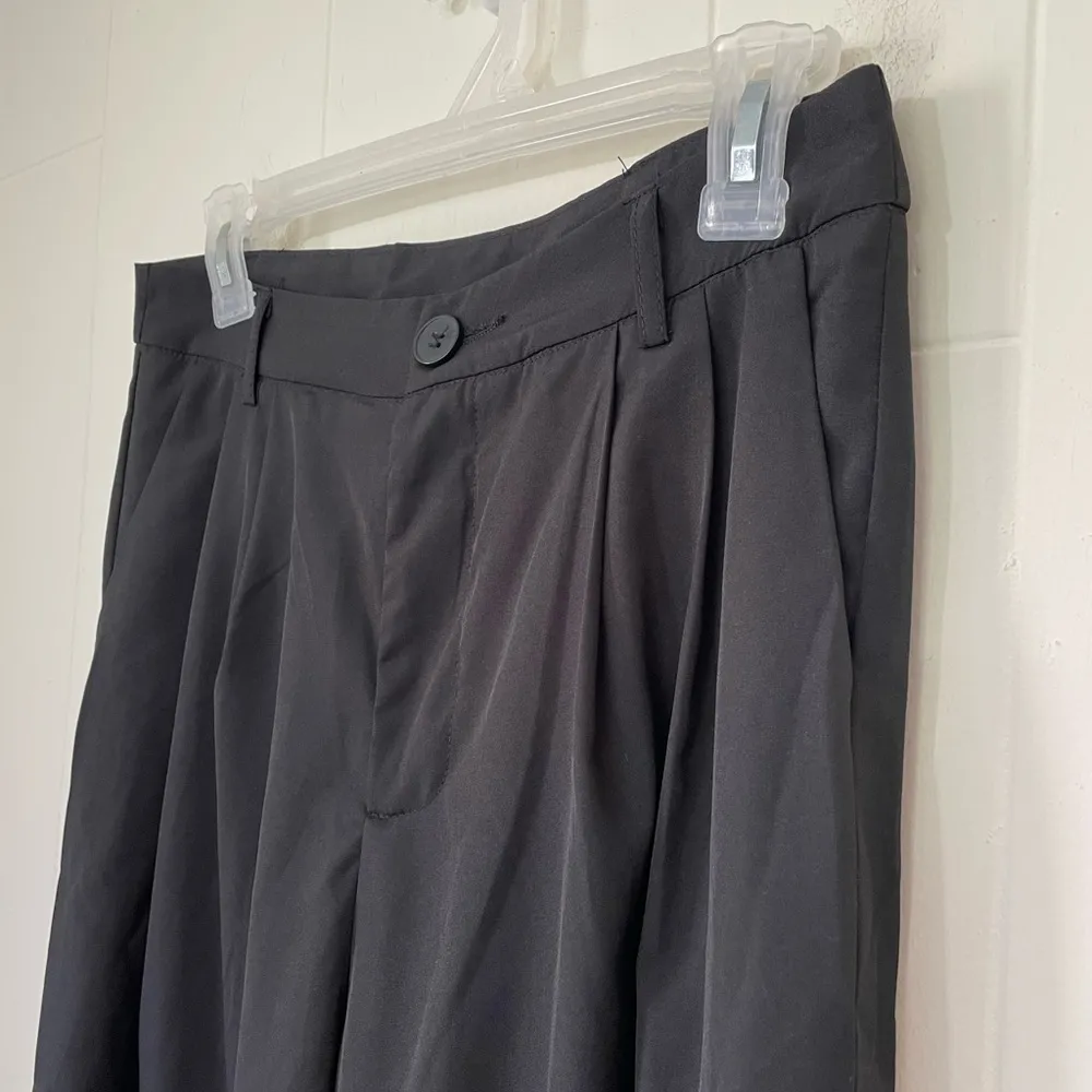 Shein Black Pleated Trousers Wide Leg High Waist Dress Pants ~ Women’s Size M - Image 3