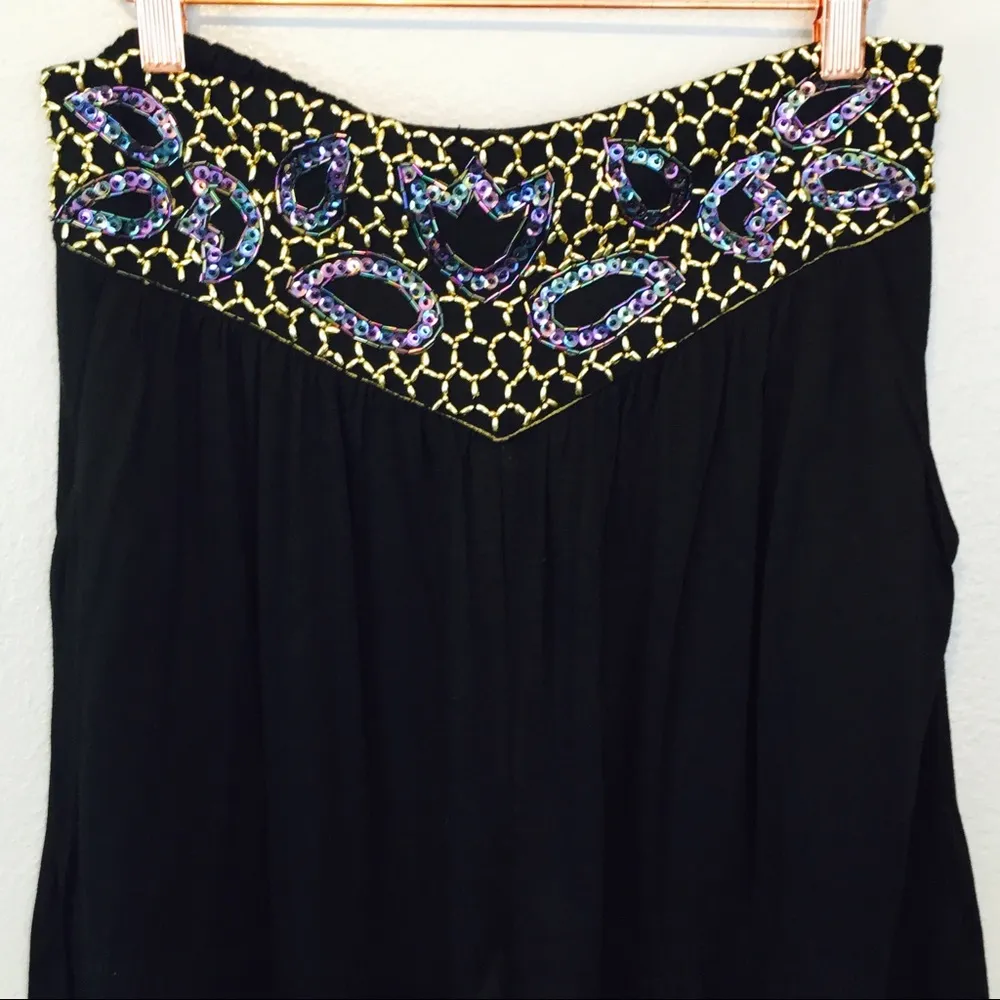 Designer Beaded Chain Gypsy Boho Festival Pants! Black Size L - Image 3