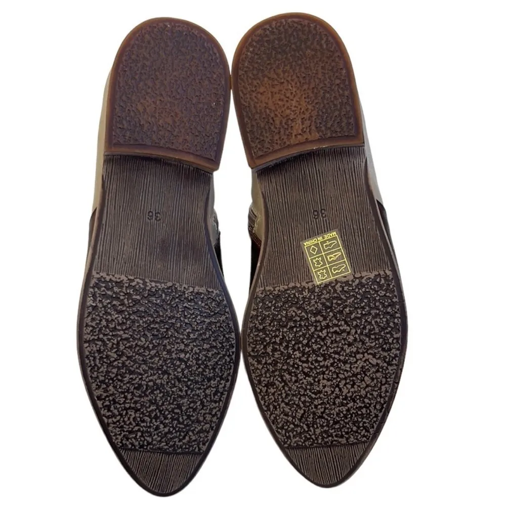 Like New Antelope Leather Metallic Ankle Boot - Image 7