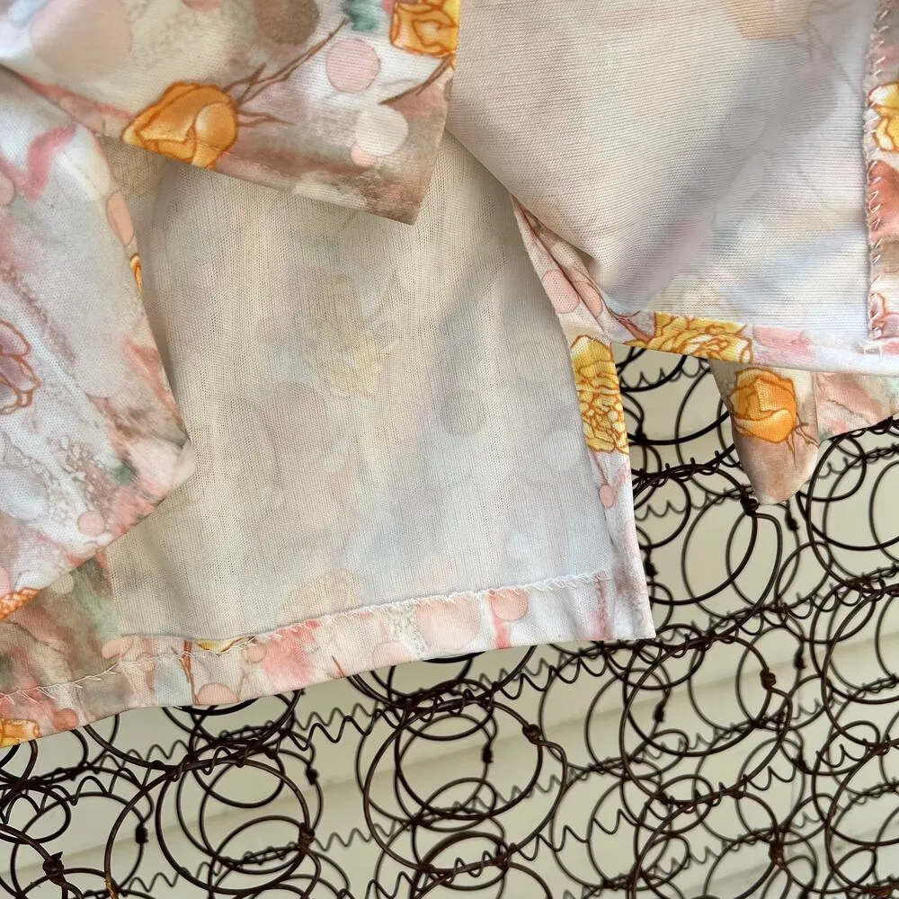 Vintage 70s yellow rose dagger point collar button down blouse Size M - Image 4