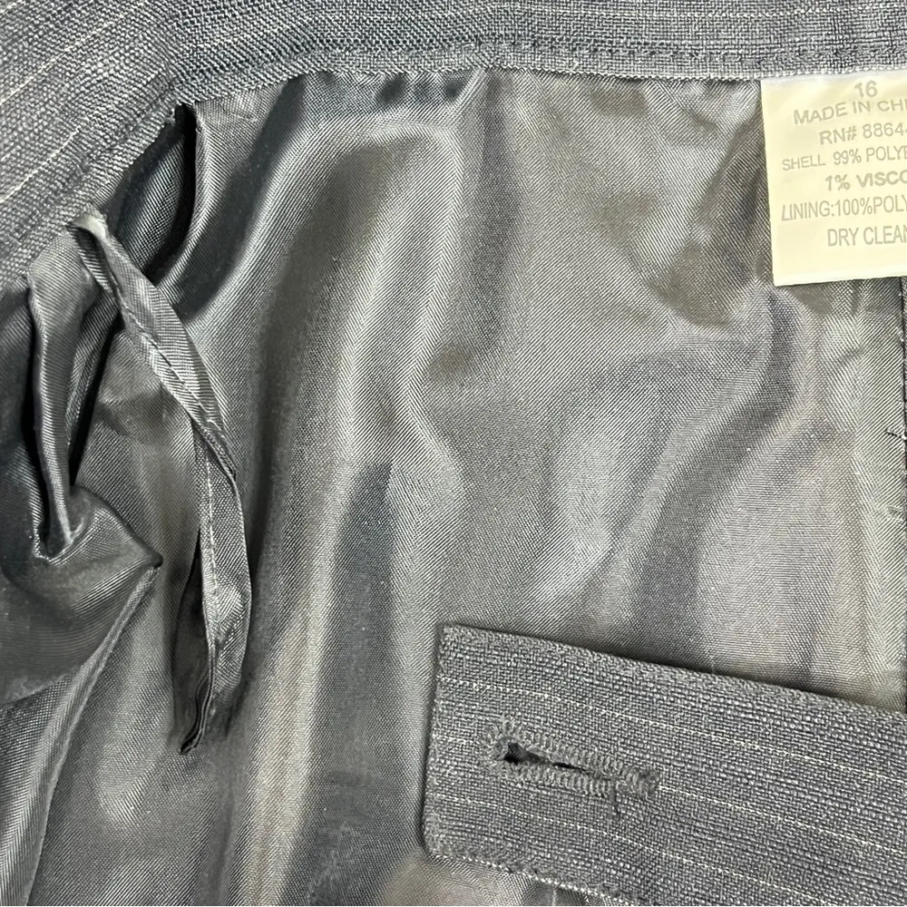 Unbranded Size 16 Lined Black & Tan Pin Striped Dress Pants with Wide Leg - Image 12