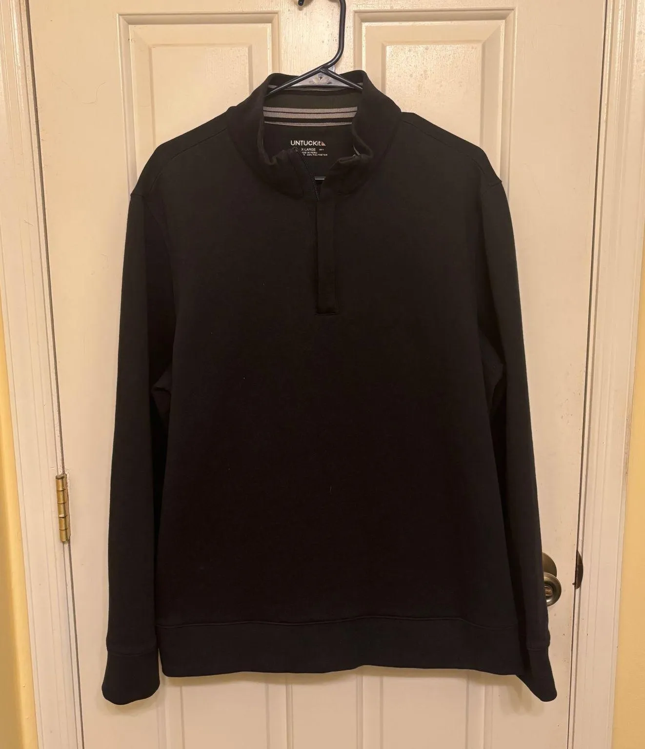 Untuckit Navy Blue Performance Business Casual Pullover Quarter Zip Sweater - Image 3