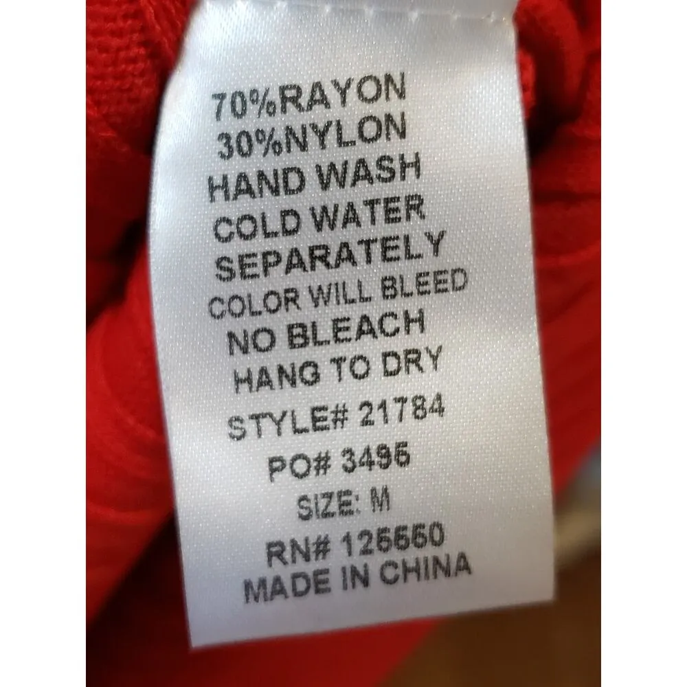 Swank A Posh Long Maxi Dress Womens Medium Red Knitted Long Sleeve Mock Neck - Image 5