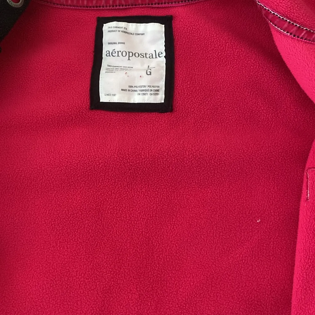 Aeropostale Women’s Full Zip Black and Pink Fleece Hoodie - Image 7
