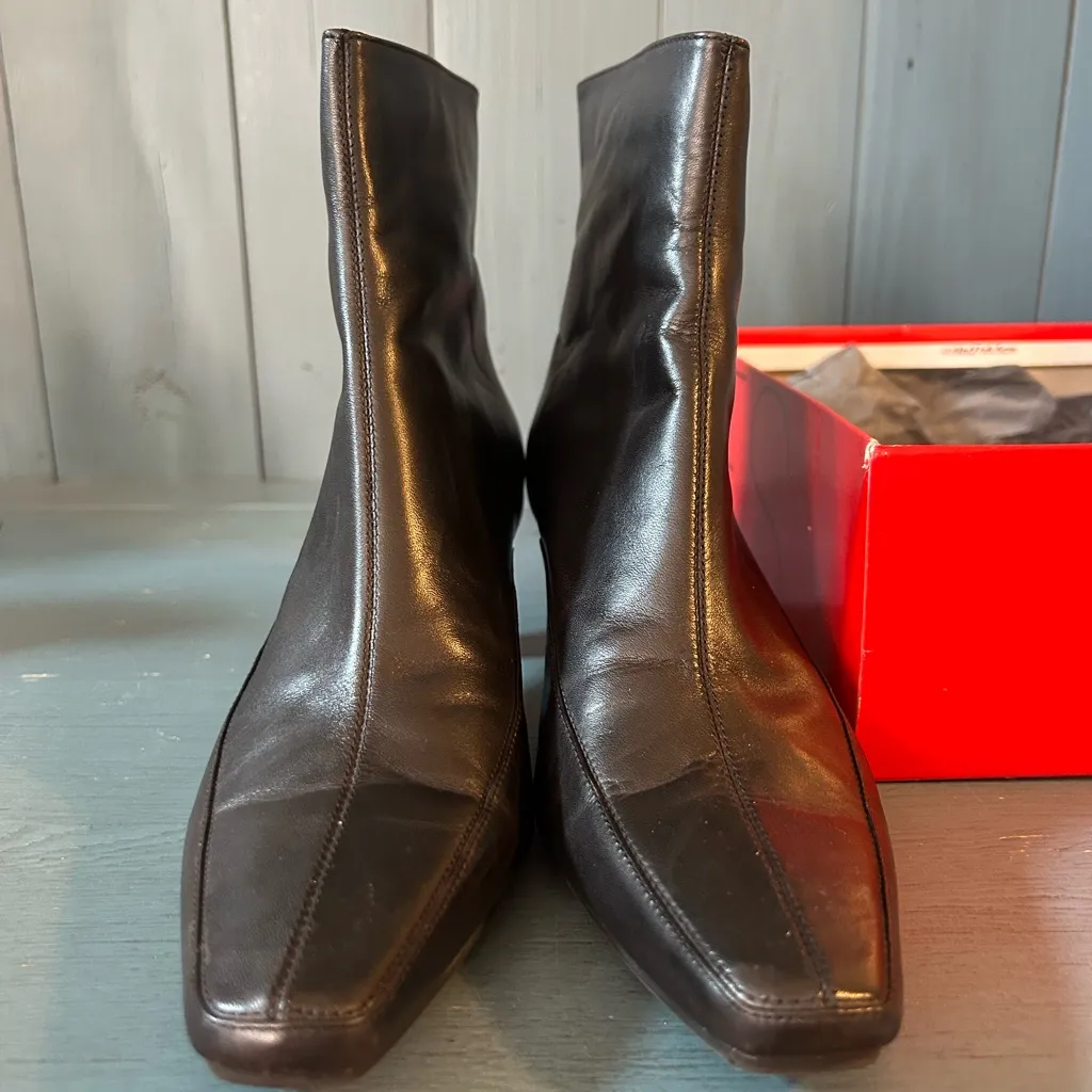 (New) Aerosoles Black Leather Mini Heel Boots | Women’s Size 8 POP PIZ - Image 2