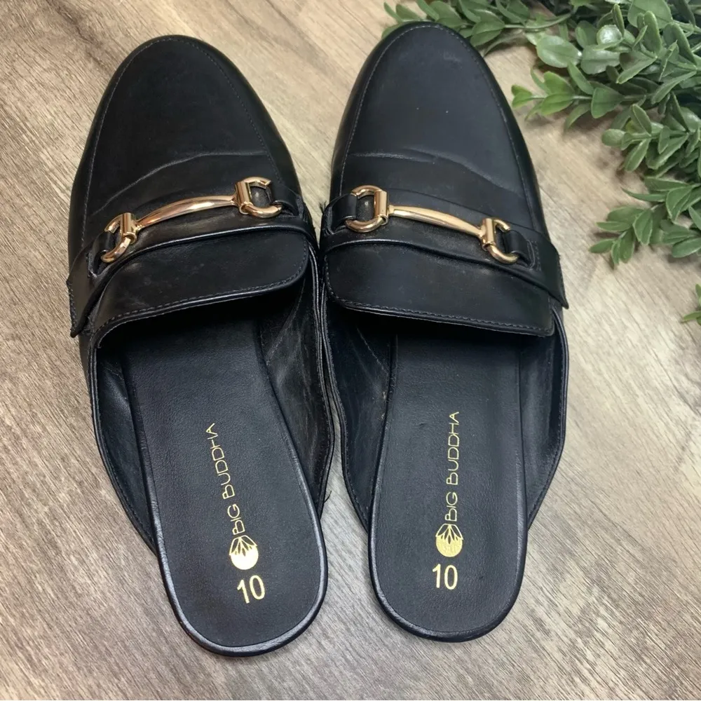 Big Buddha black slip on buckle slides mules Ladies Size 10 - Image 3