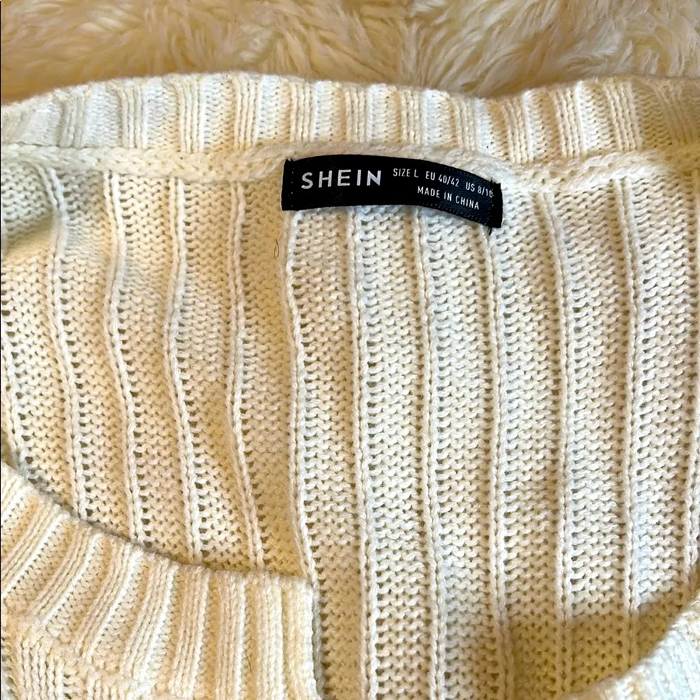 Balletcore SHEIN Cream Ribbed Tie-Front Sweater - Image 2